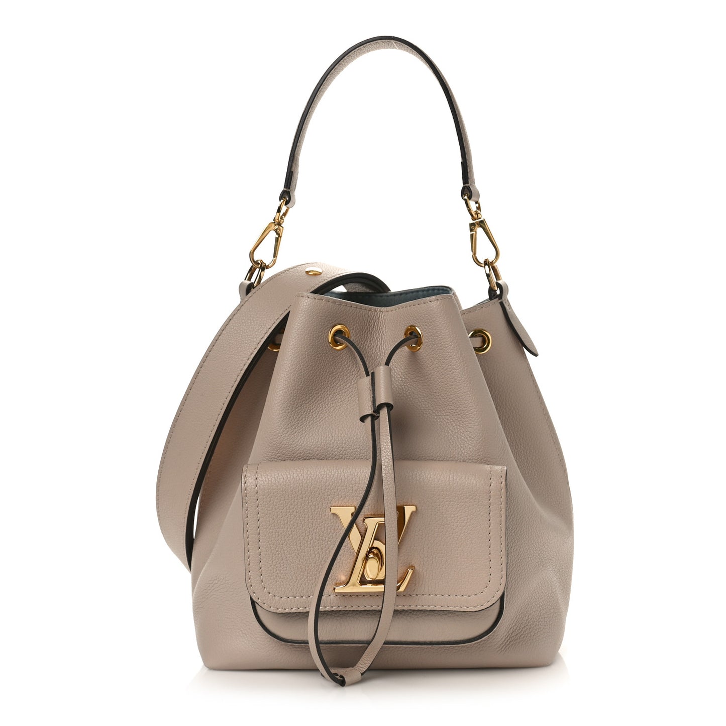 Calfskin Lockme Bucket MM Greige