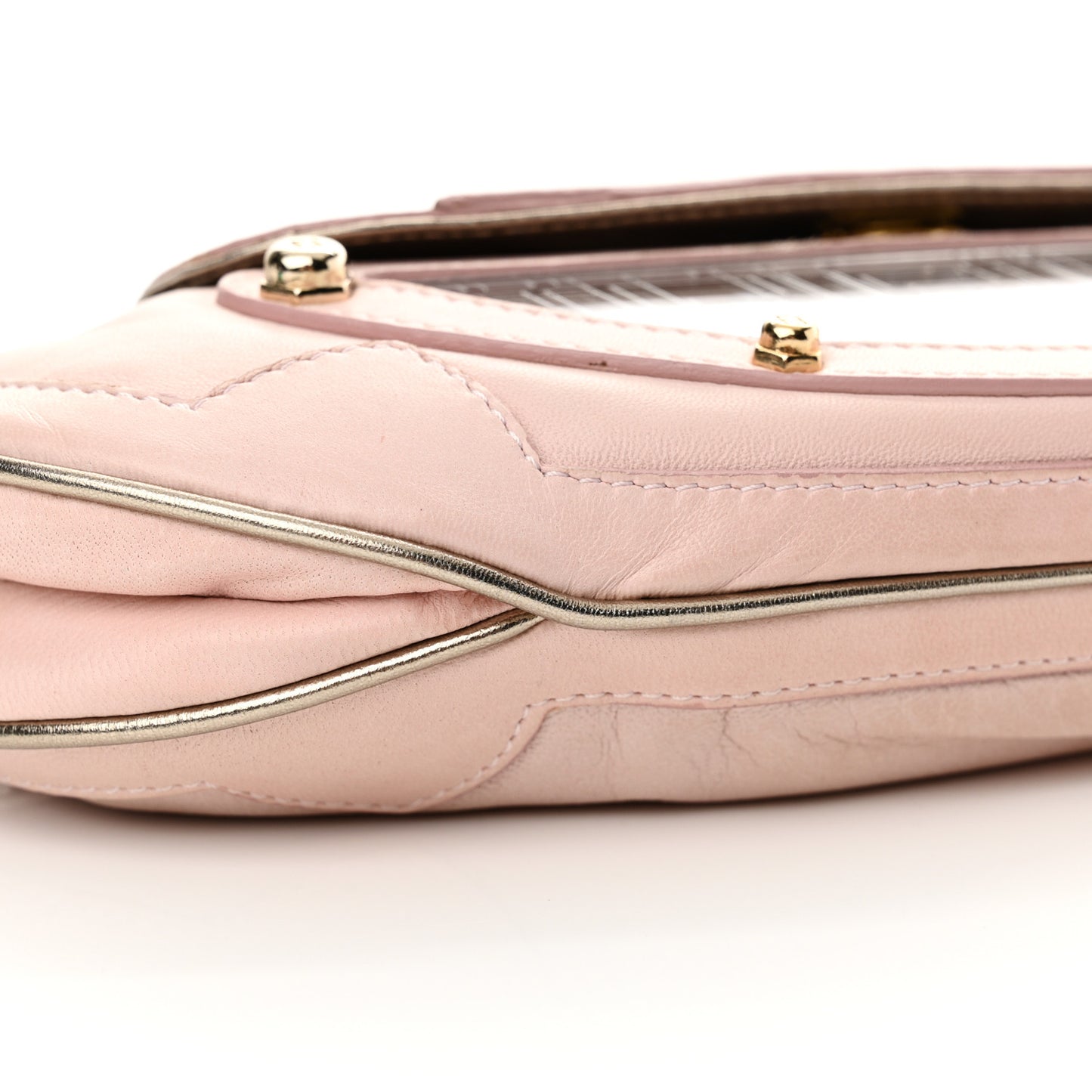 Nappa Flipping Mini Vanity Mirror Clutch Rose