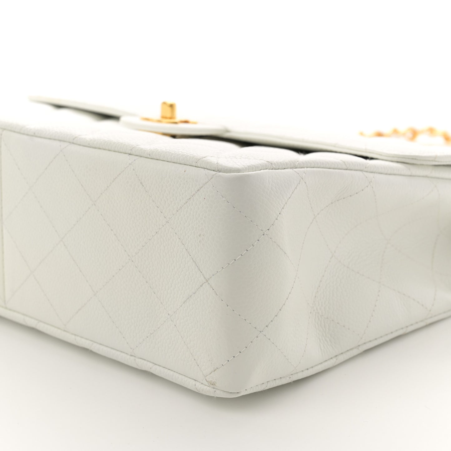 Caviar Quilted Jumbo Single Flap White