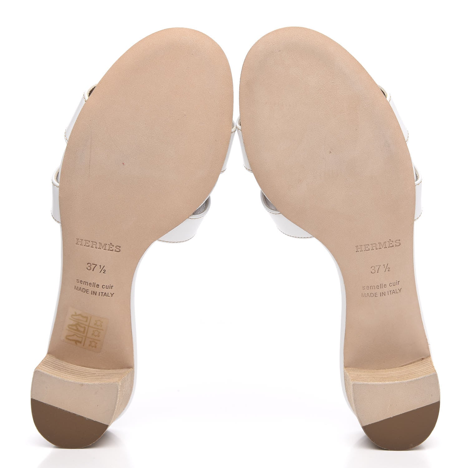 Hermes Calfskin Oasis Sandals 37.5 White 5 of 8