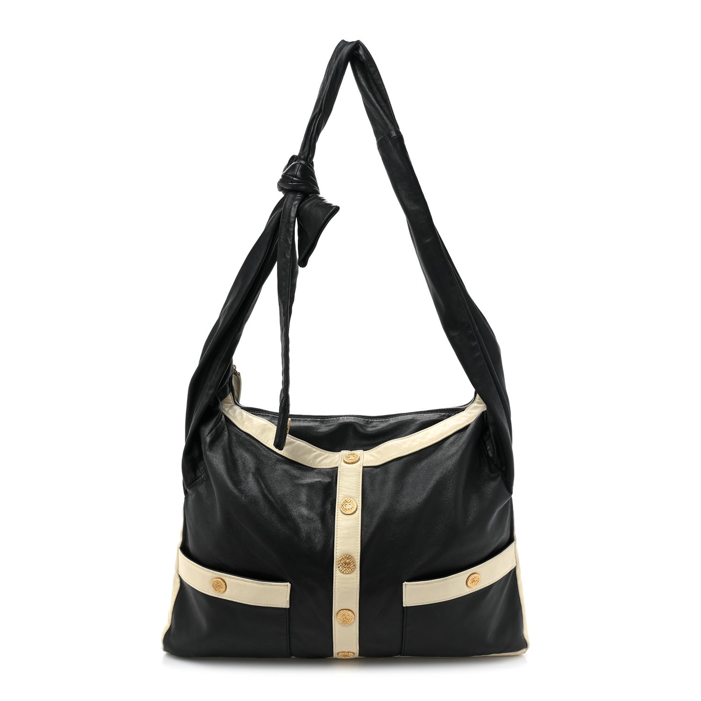 Lambskin Large Girl Bag Black Beige
