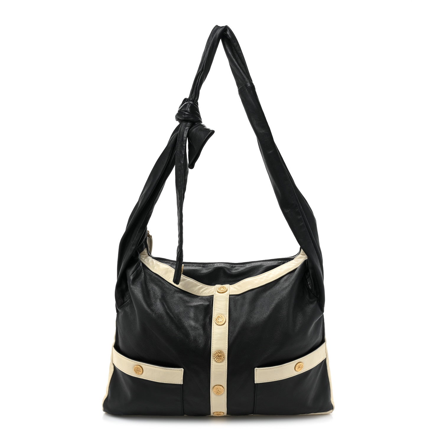 Chanel Lambskin Large Girl Bag Black Beige 1 of 15