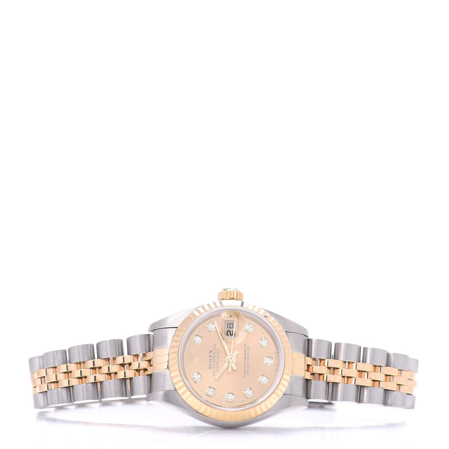 Stainless Steel 18K Yellow Gold Diamond 26mm Oyster Perpetual Datejust Watch Champagne 79173