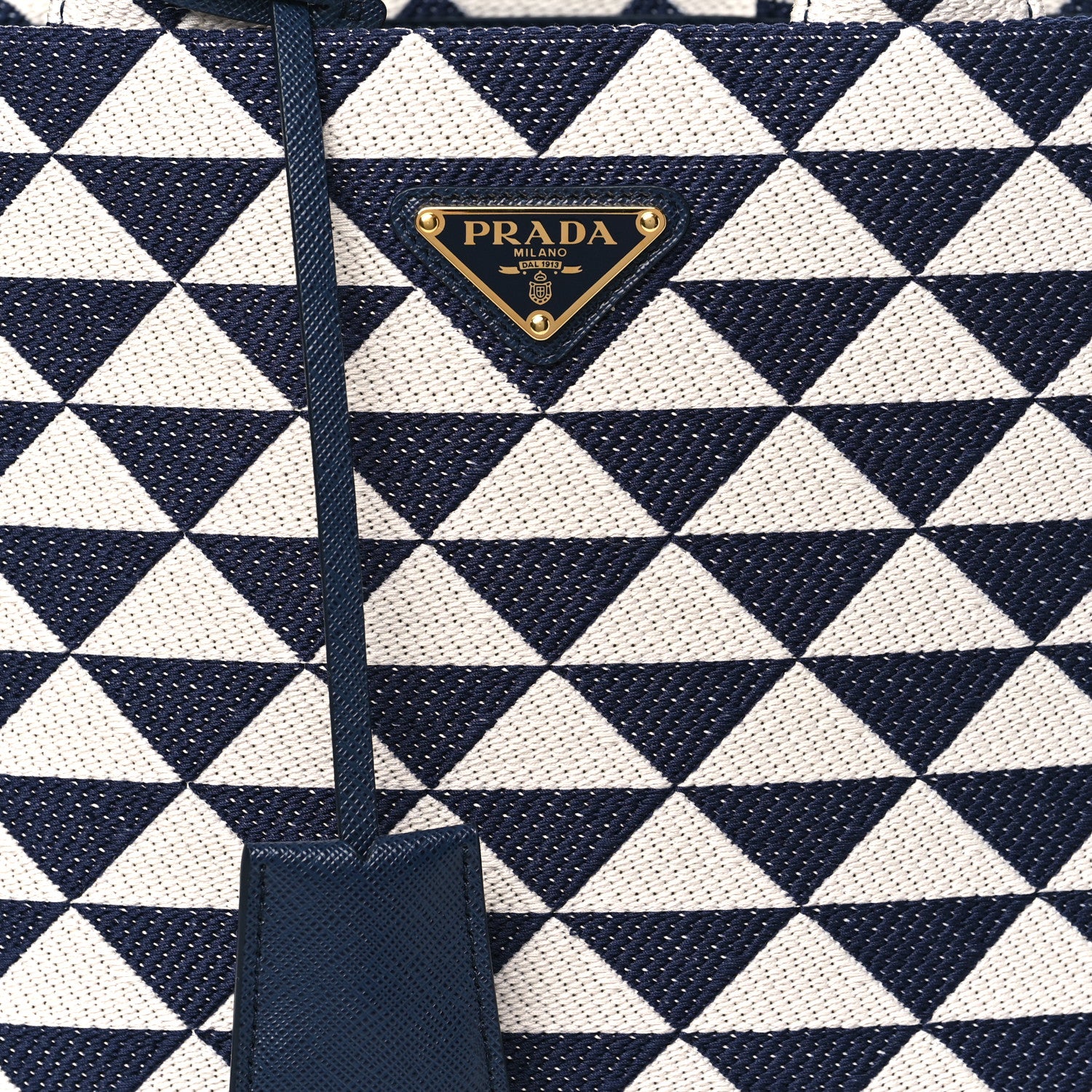 Prada Jacquard Saffiano Triangolo Symbole Embroidered Small Tote Baltico Talco 8 of 11
