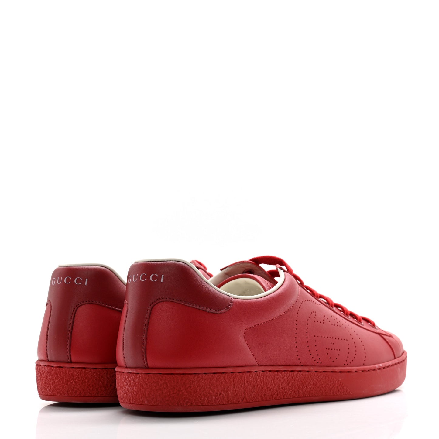 Calfskin Miro Soft Interlocking G Perforated Mens Ace Sneakers 10 Hibiscus Red Red Vintage