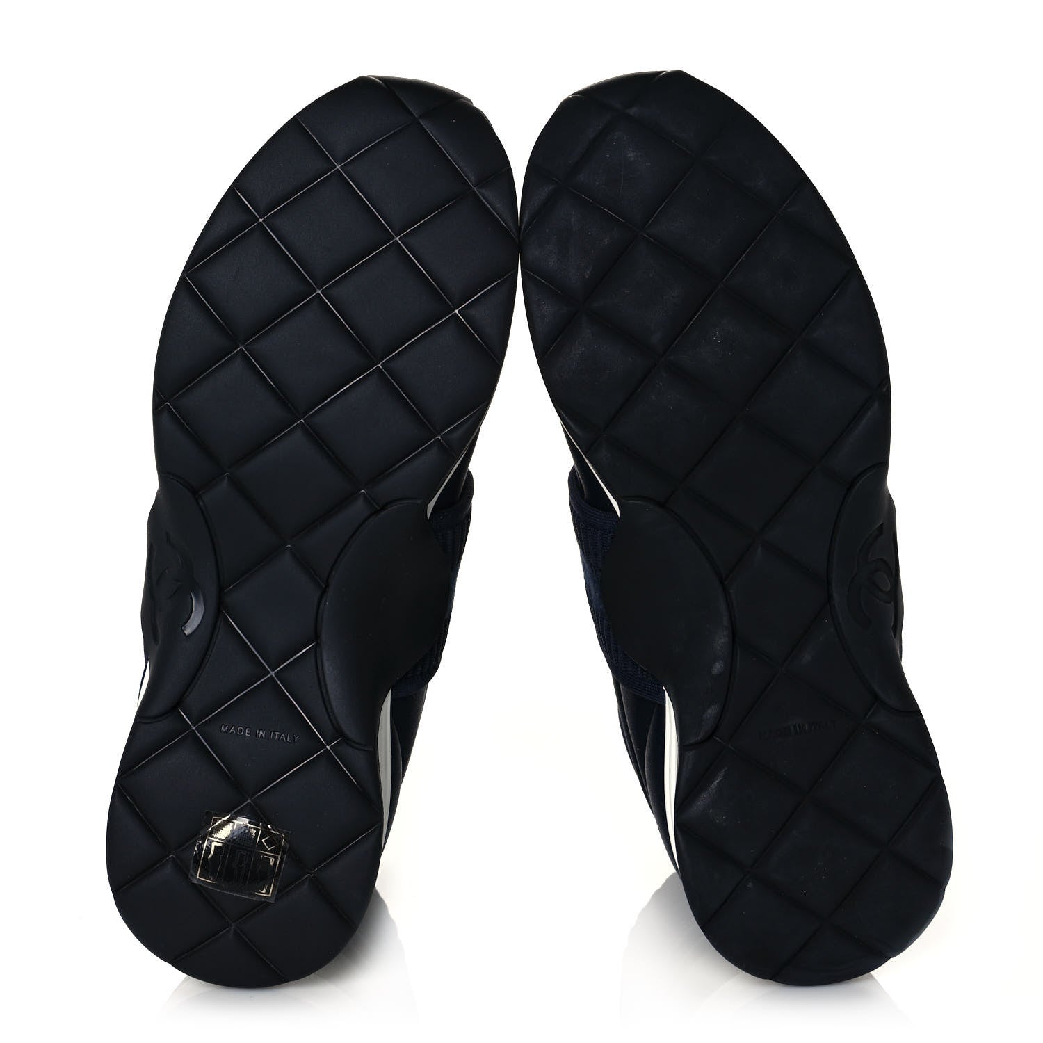 Chanel Stretch Fabric CC Sneakers 38.5 Blue 5 of 8