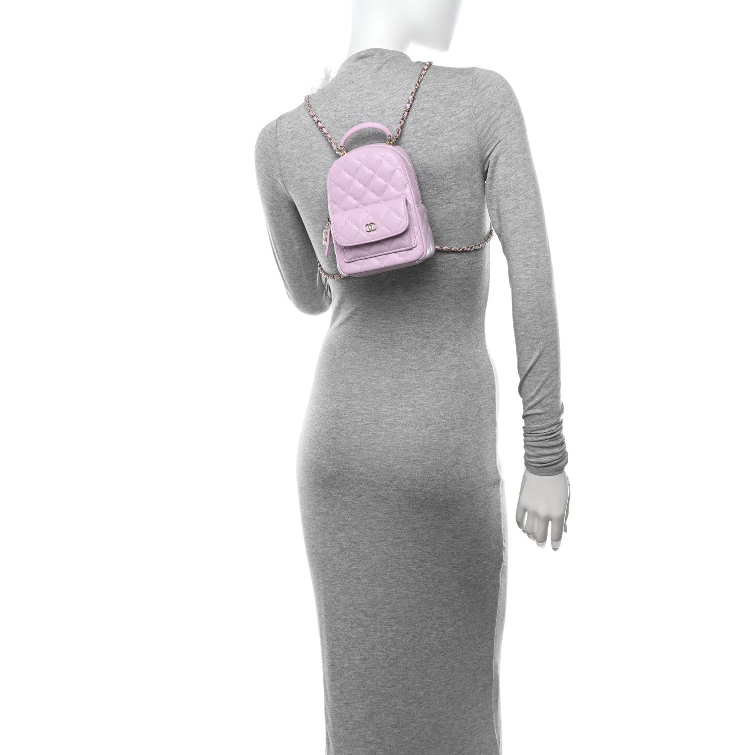 Chanel Caviar Quilted CC Mini Classic Backpack Light Purple 2 of 11