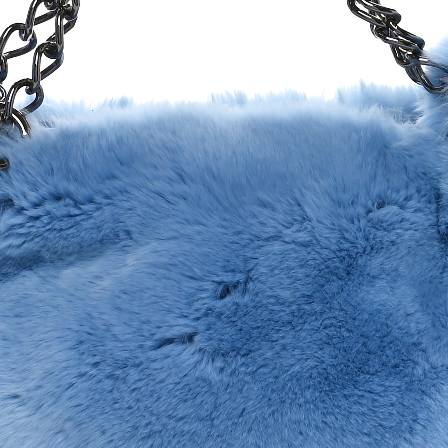 Lapin Rabbit Fur Lambskin Shoulder Bag Blue