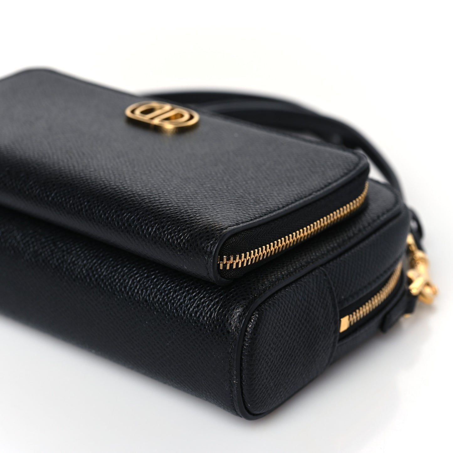 Grained Calfskin Caro Double Pouch Black