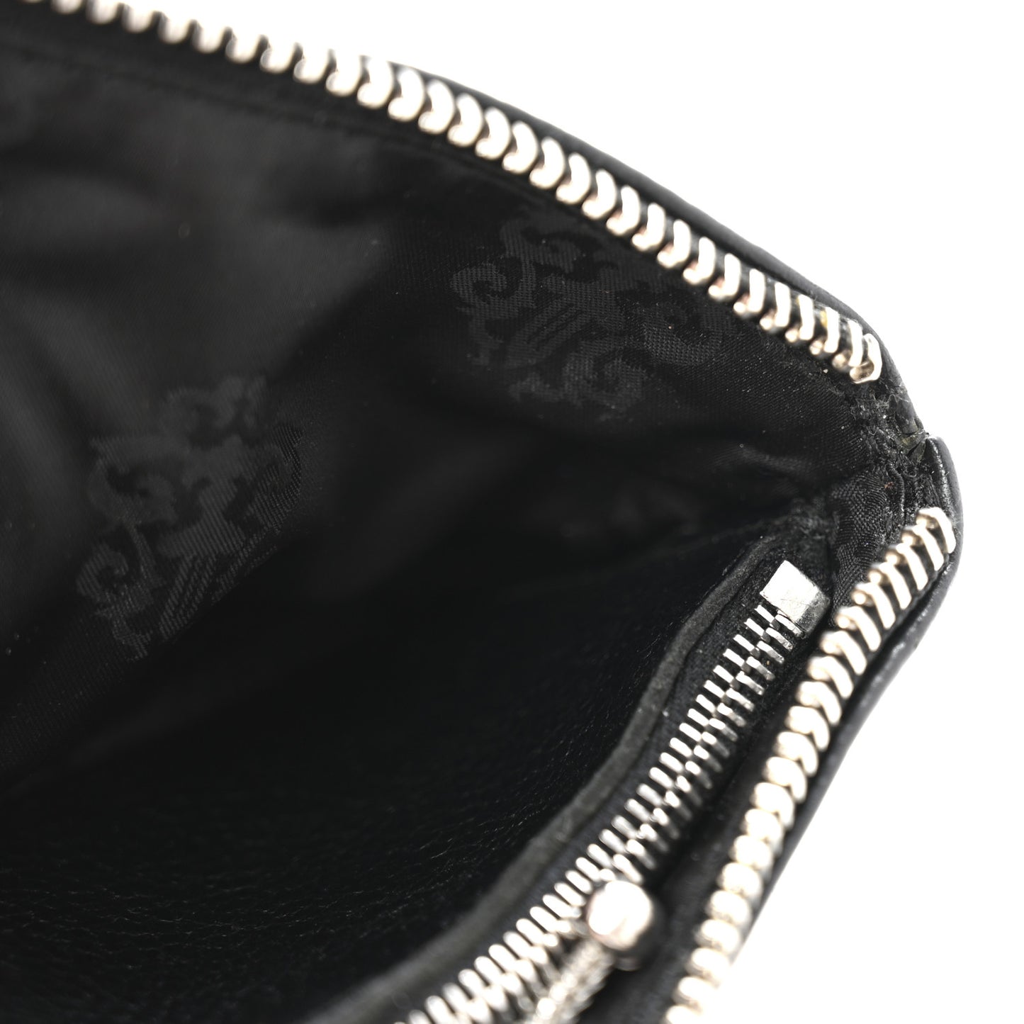 Lambskin Cross Patch Zip Card Holder Wallet Black
