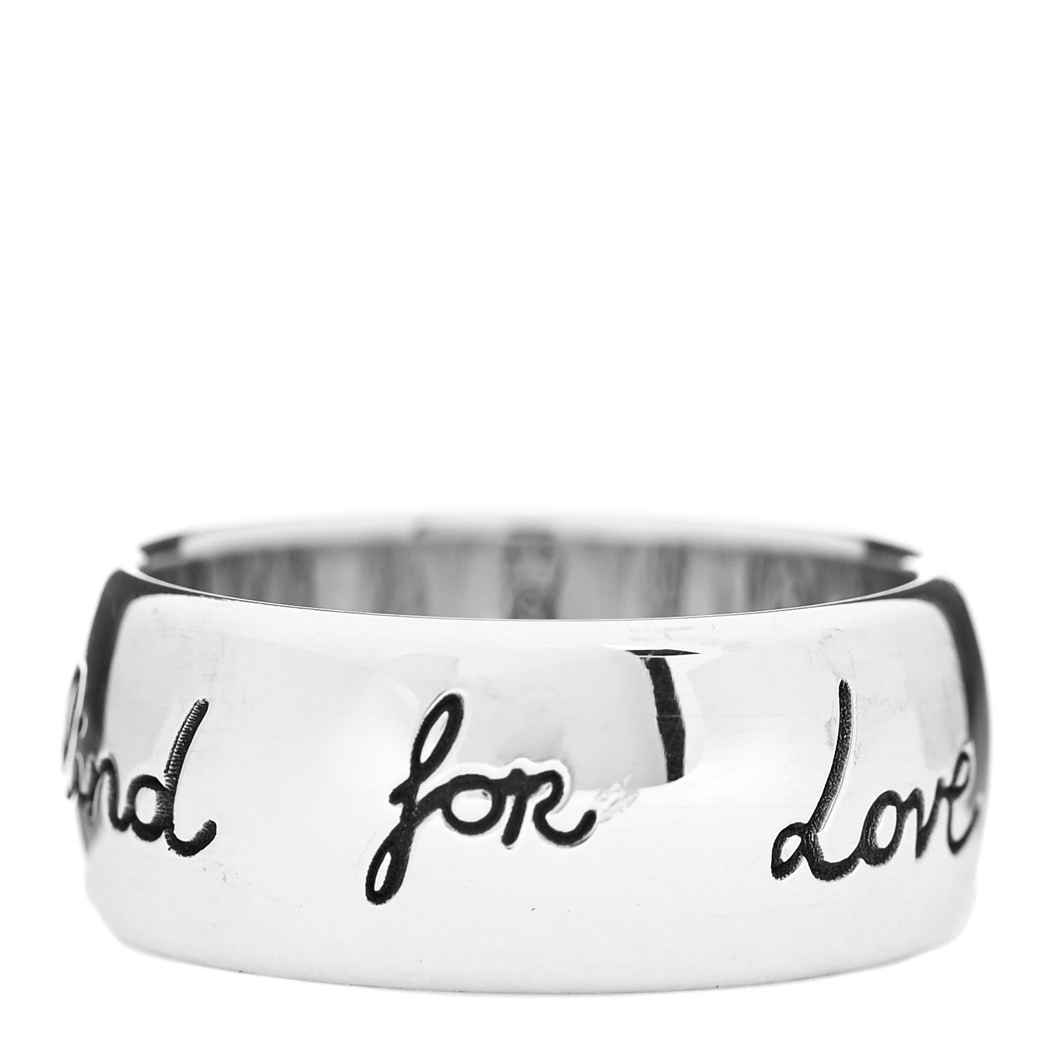 Gucci Sterling Silver Wide Blind for Love Band Ring 57 8
