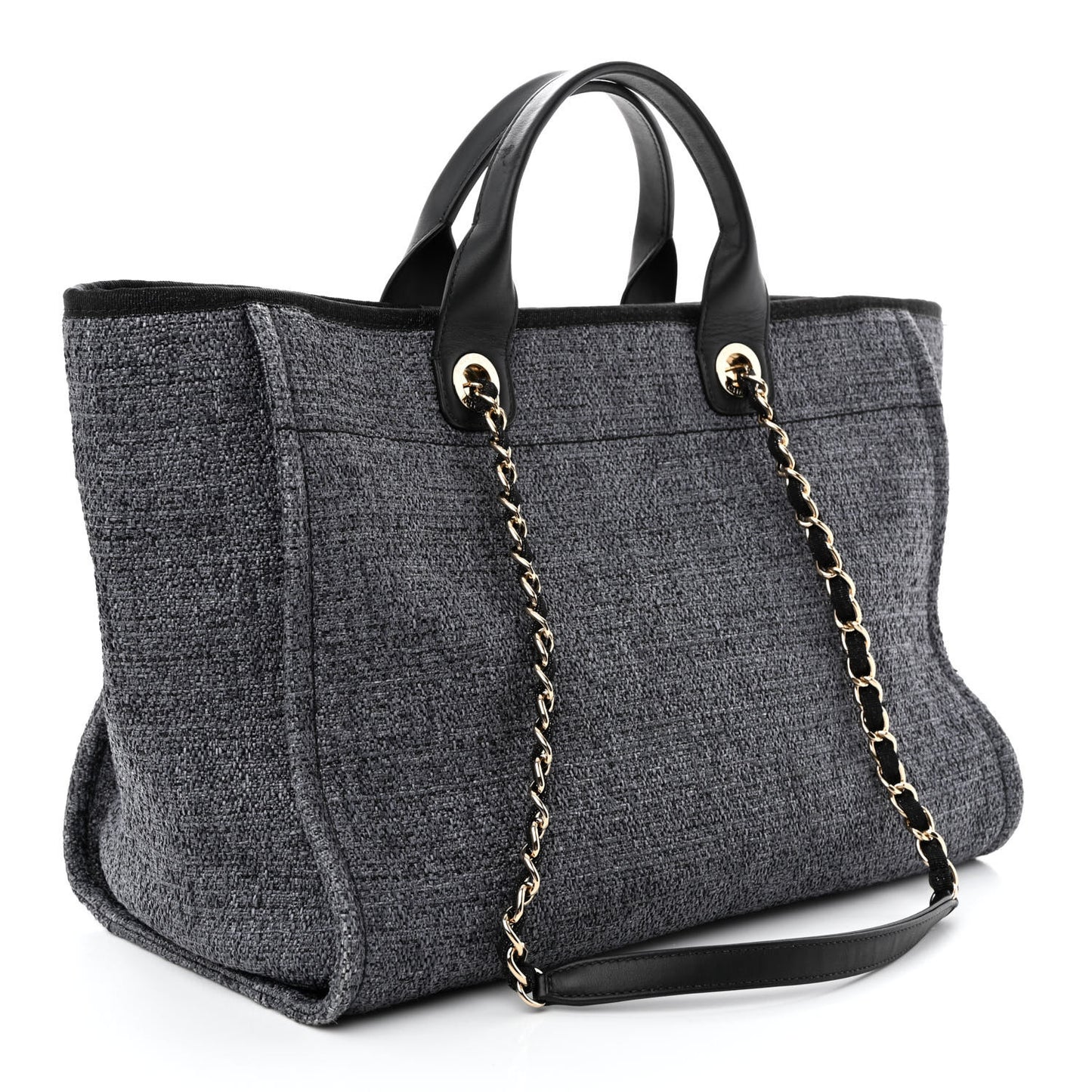Lurex Boucle Medium Deauville Tote Black