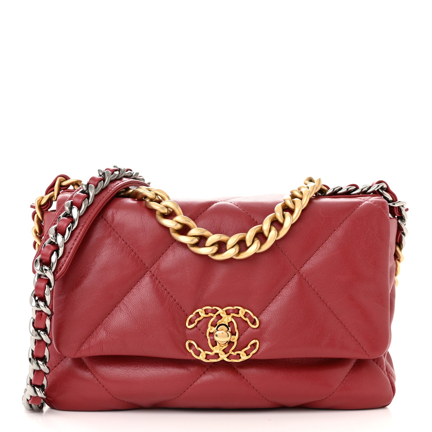 Goatskin Quilted Medium Chanel 19 Flap Red