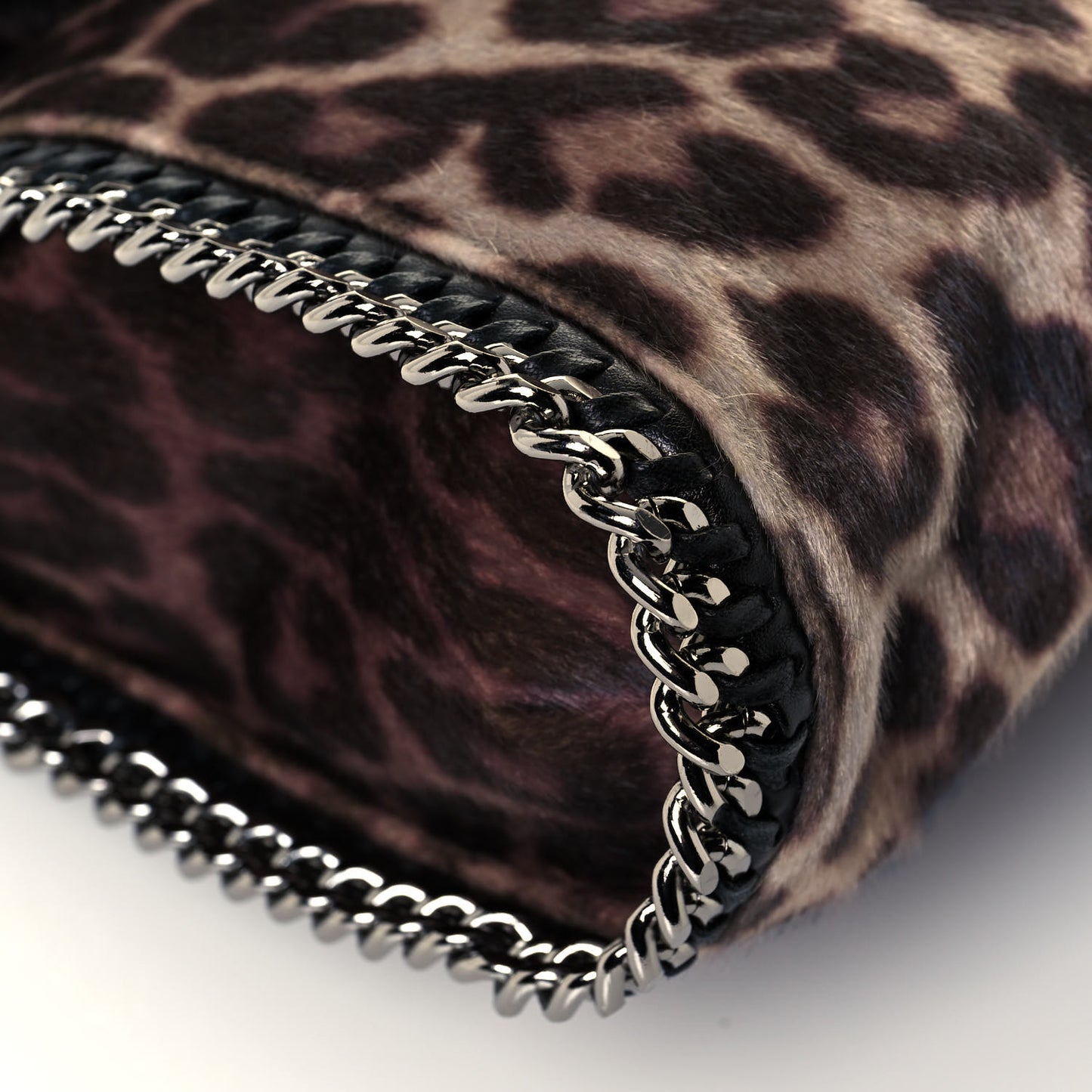 Faux Calf Hair Leopard Print Small Falabella Tote Brown