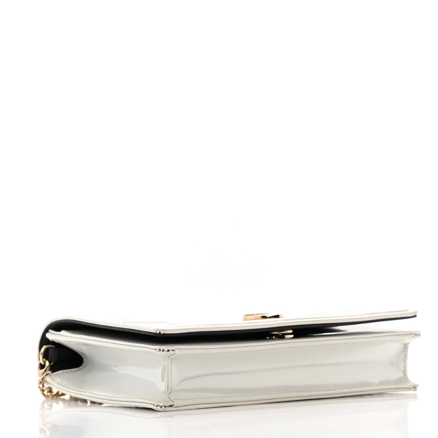 Patent Micro-Cannage Diorama Wallet on Chain Pouch White