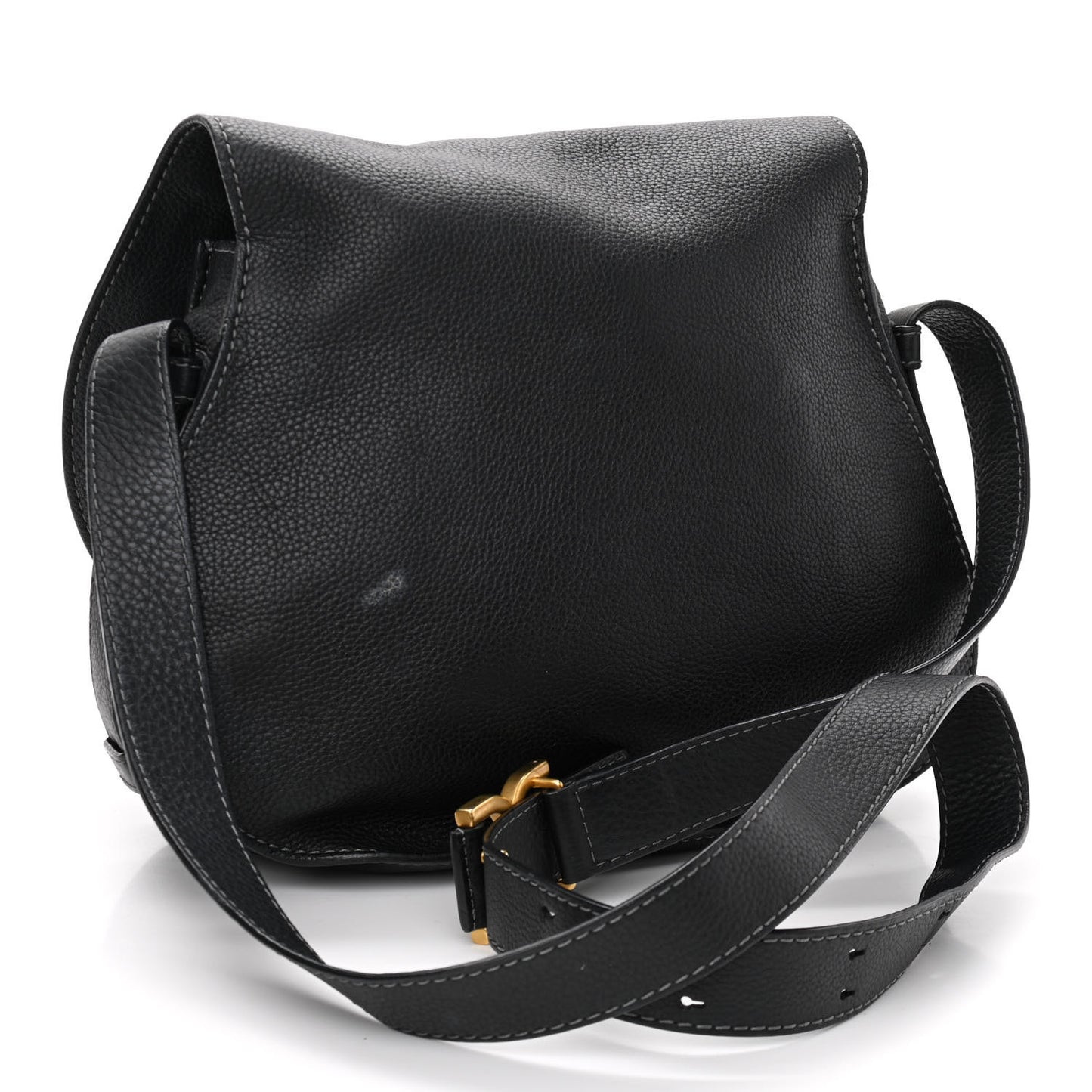 Calfskin Medium Marcie Round Crossbody Bag Black