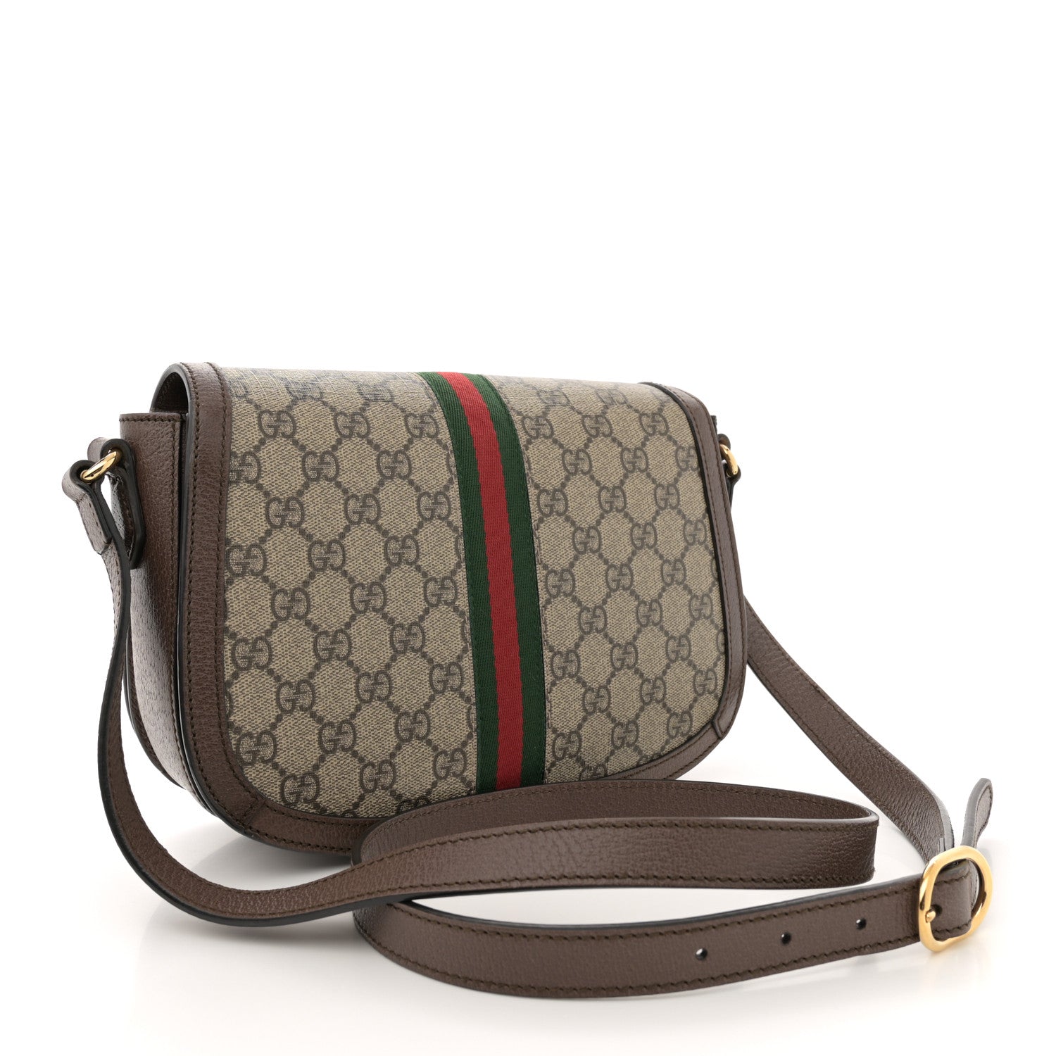 Gucci GG Supreme Monogram Web Small Ophidia Flap Messenger Bag Brown 3 of 13