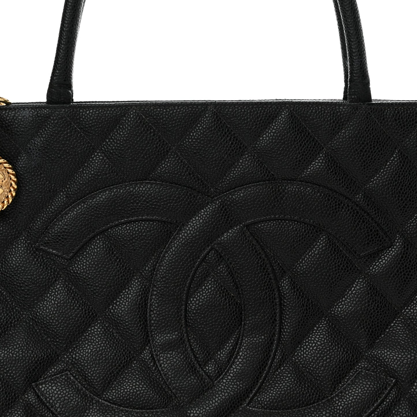 Caviar Quilted Medallion Tote Black