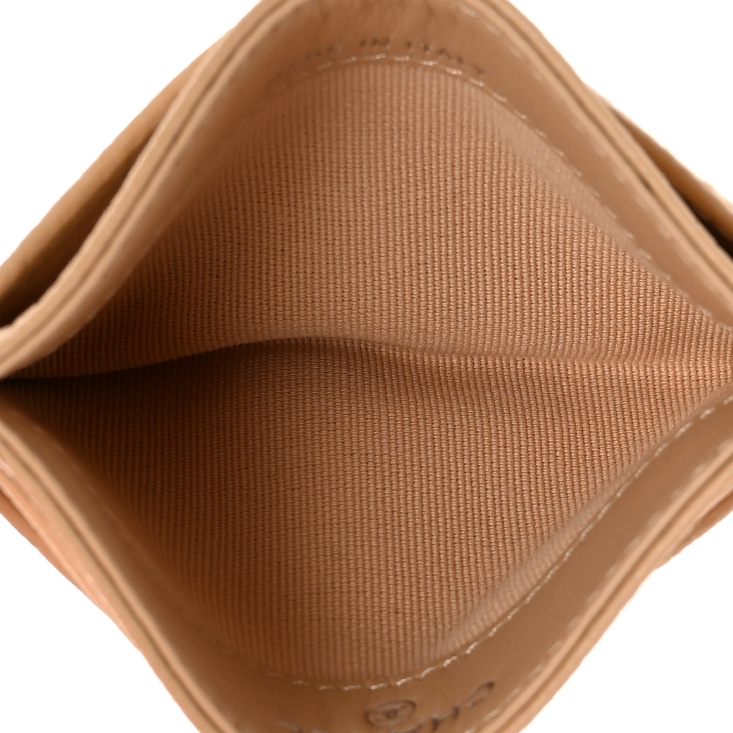 Caviar Quilted Card Holder Beige