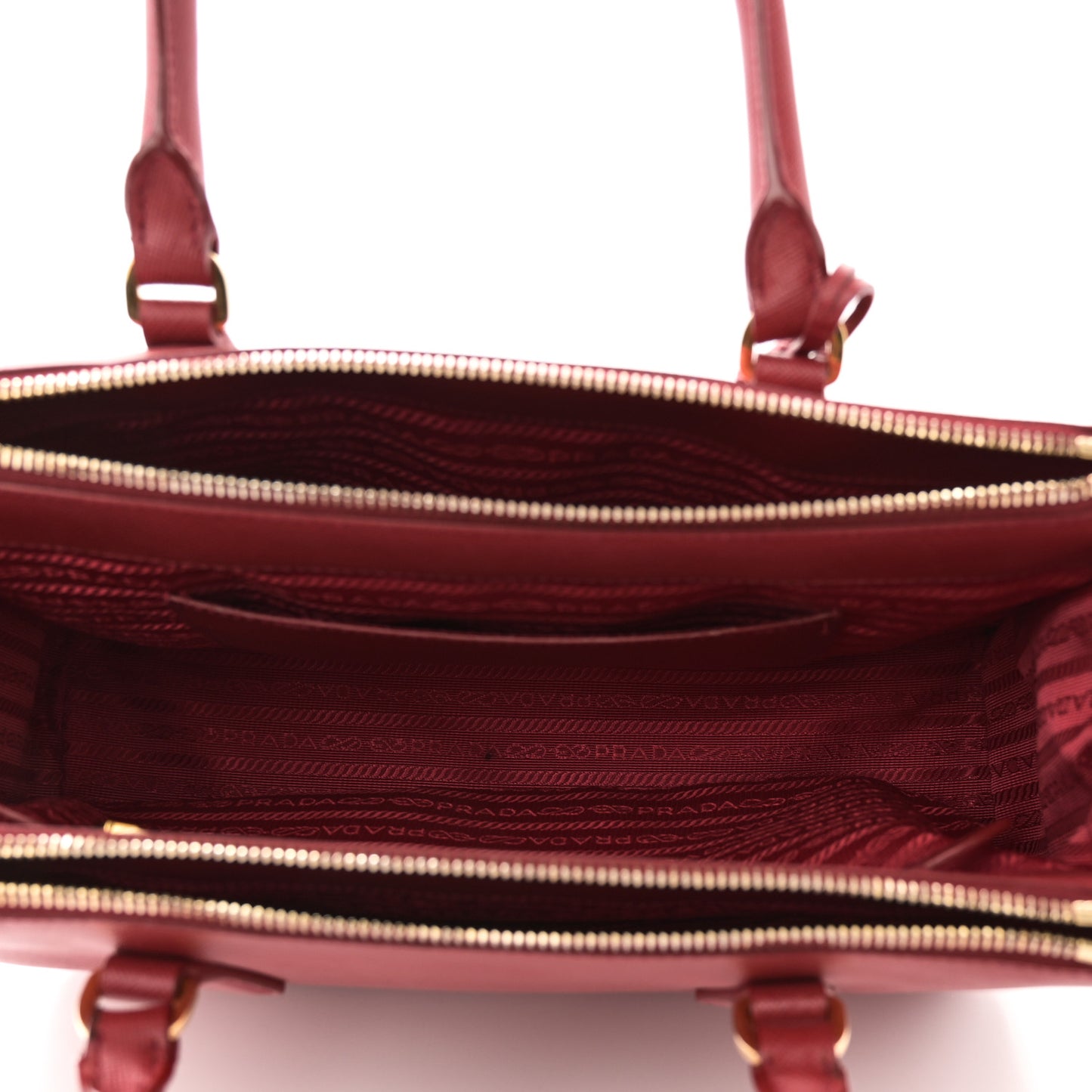 Saffiano Lux Medium Galleria Double Zip Tote Fuoco