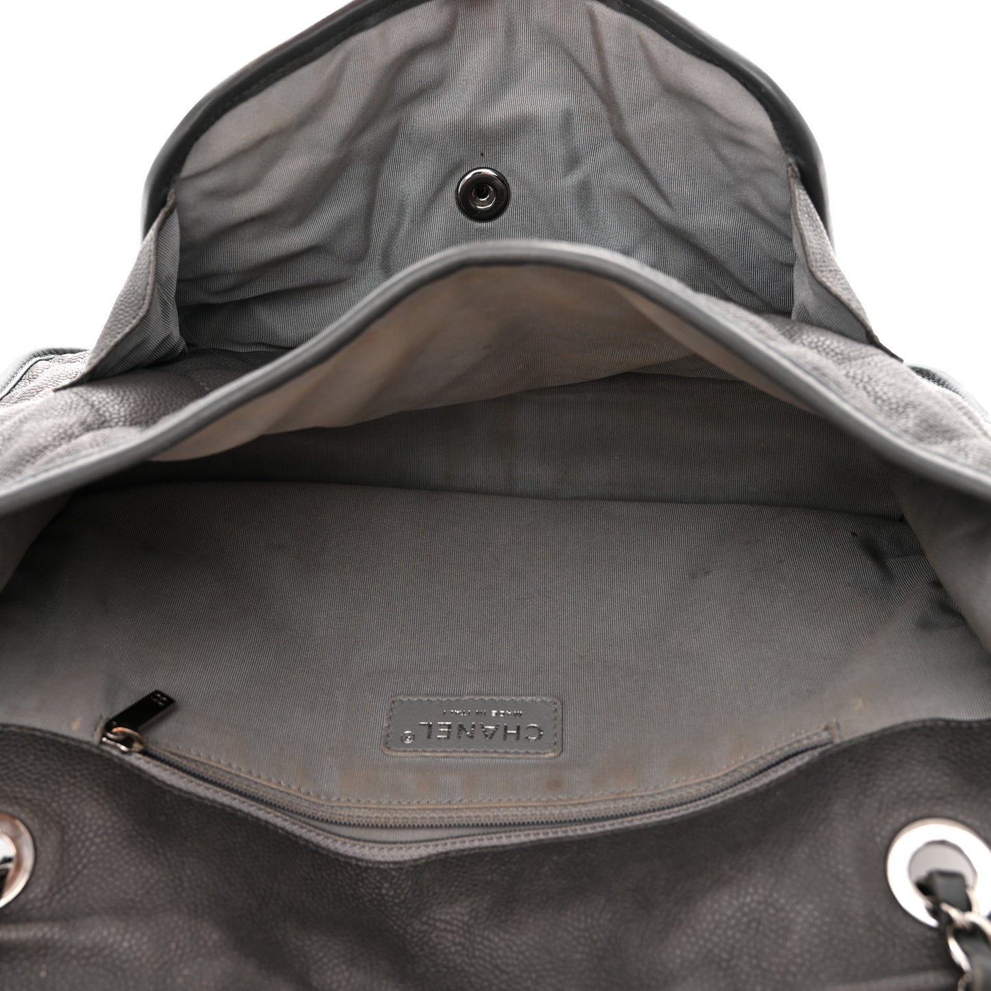 Caviar Quilted Large French Riviera Flap Dark Grey
