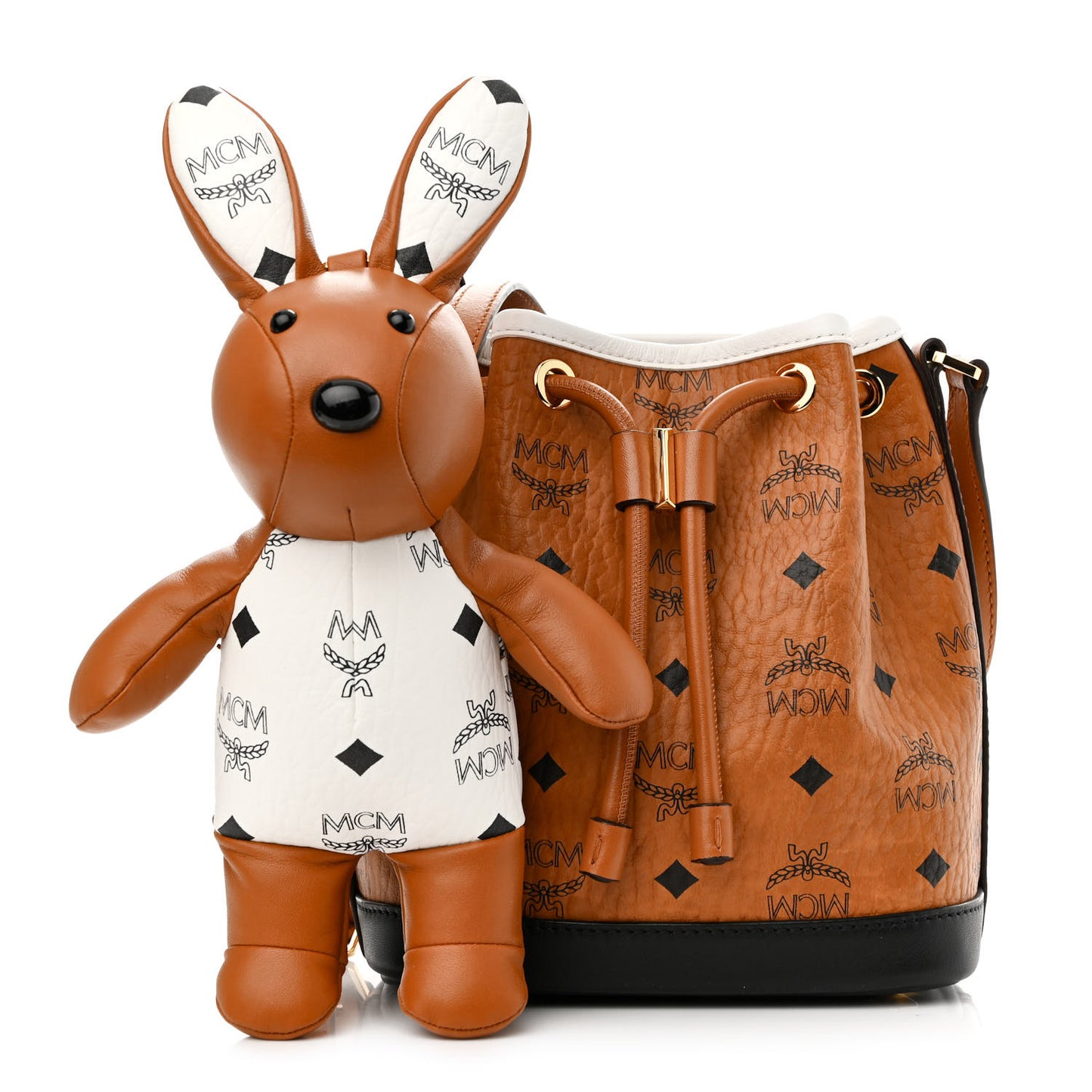 Visetos Zoo Rabbit Drawstring Bucket Bag Cognac