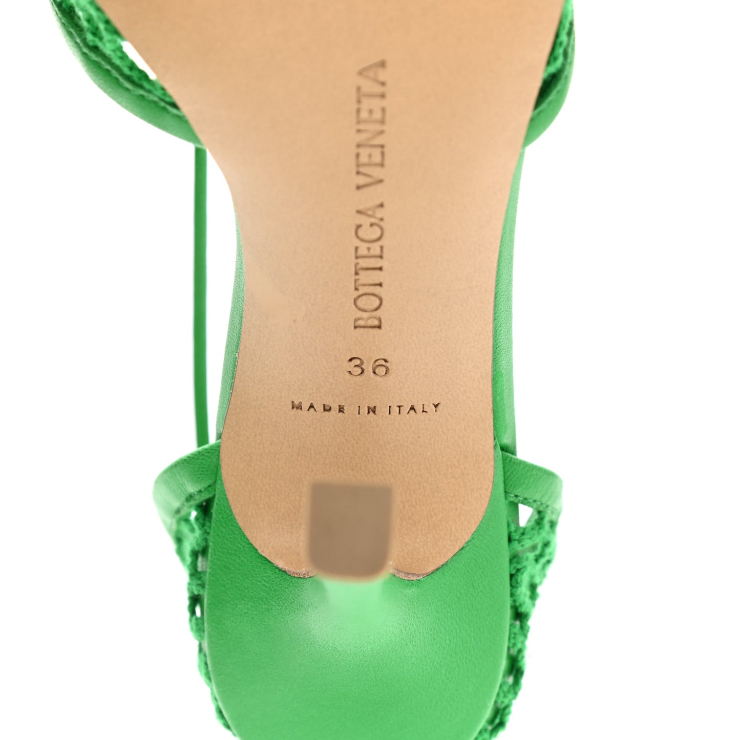 Mesh Nappa Stretch Ankle Tie 90mm Sandals 36 Grass