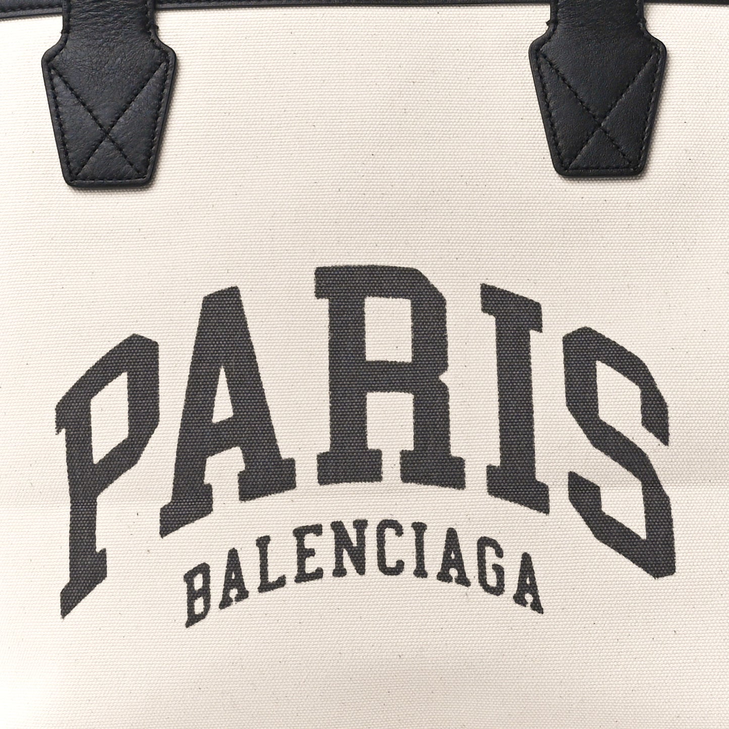 Cotton Canvas Calfskin Cities Paris Jumbo Small Tote Bag Natural