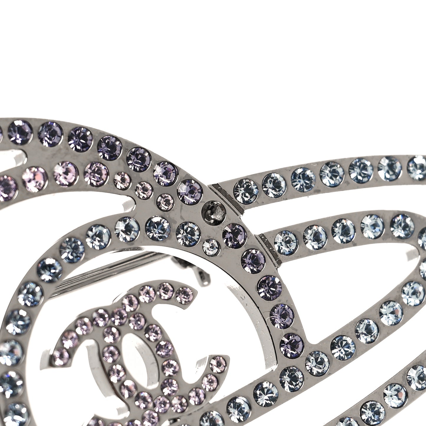 Crystal CC Planet Brooch Purple Light Blue Silver