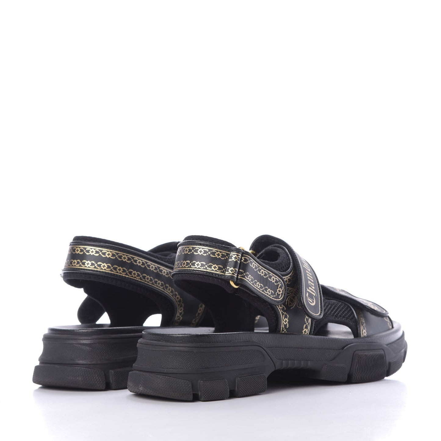 Nappa Mesh Chambre des Squelettes Mens Aguru Sandals 9 Black Gold