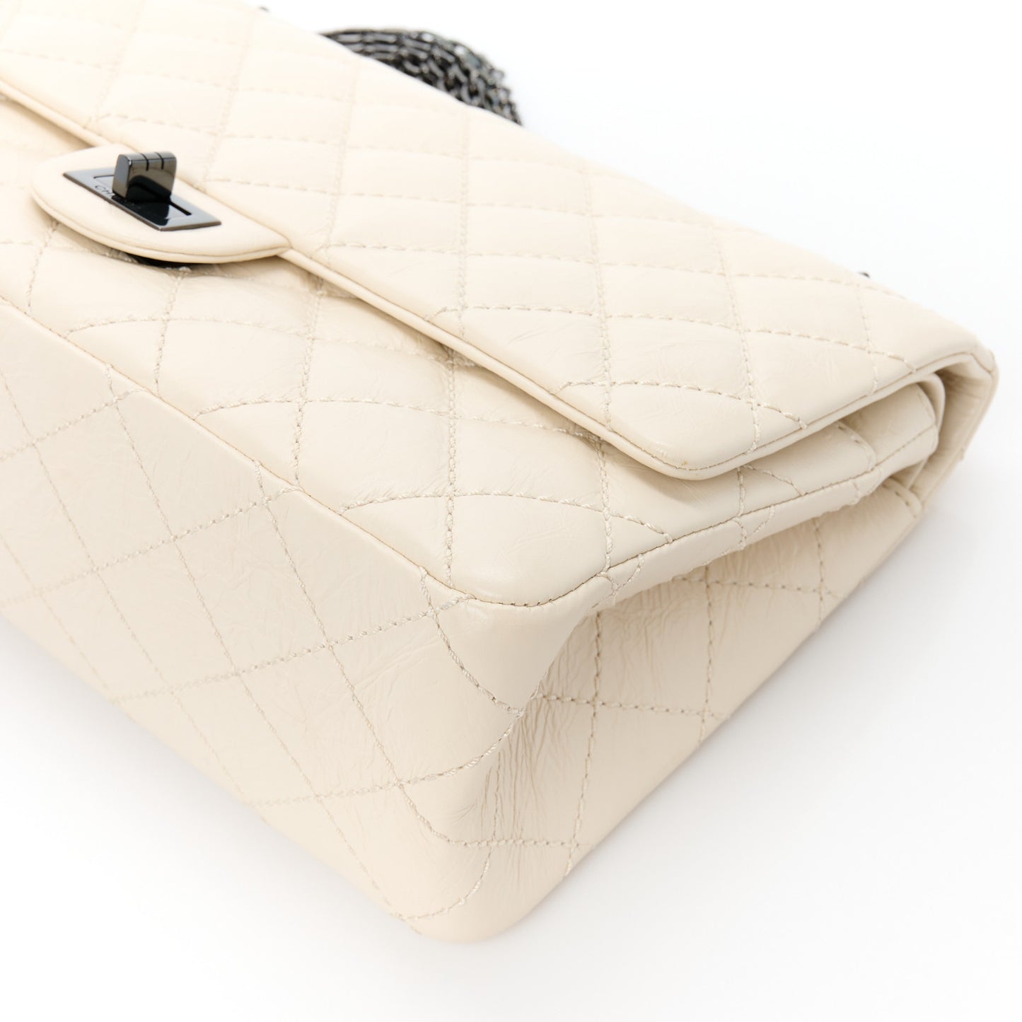 Aged Calfskin Quilted 2.55 Reissue 227 Flap White