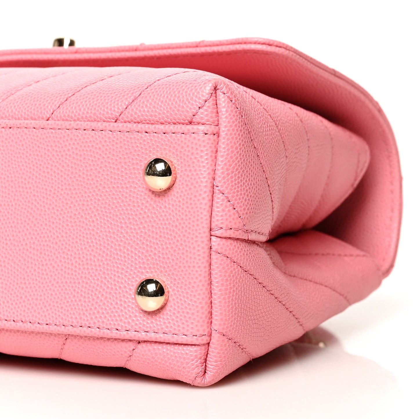 Caviar Chevron Quilted Mini Coco Handle Flap Pink