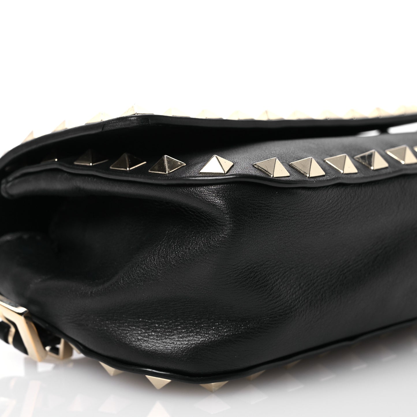 Calfskin Rockstud Belt Bag Black