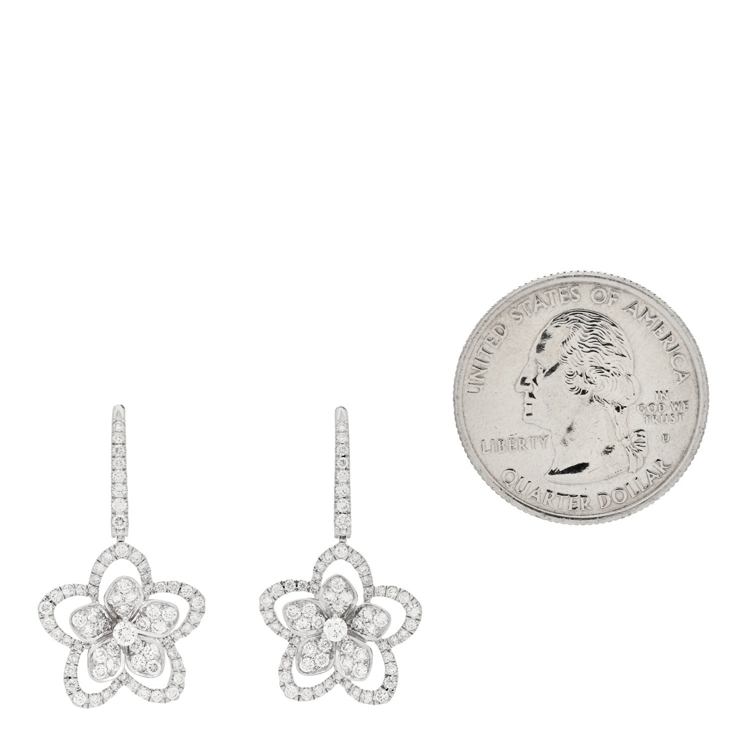 Graff 18K White Gold Diamond Wild Flower Drop Earrings 2 of 6