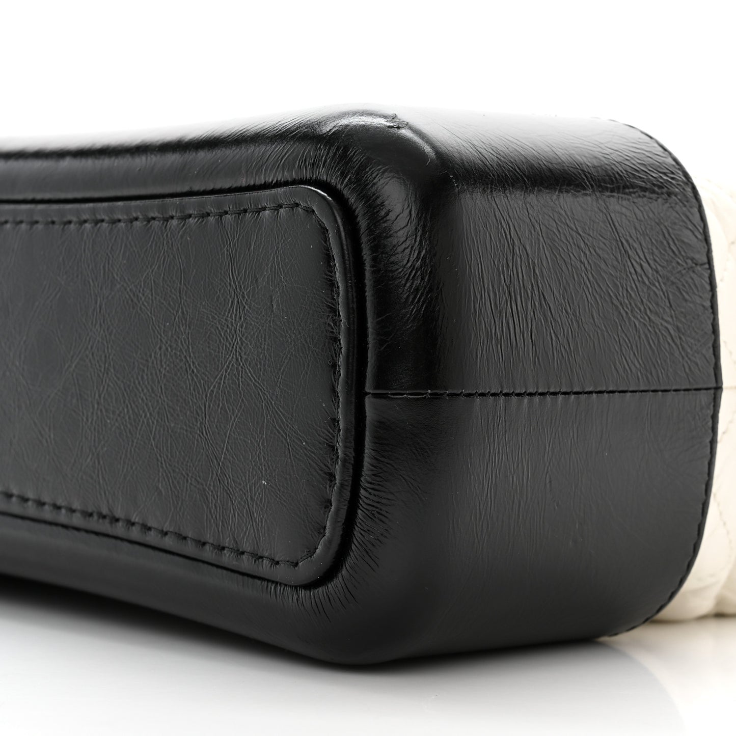 Aged Calfskin Quilted Medium Gabrielle Hobo Black White