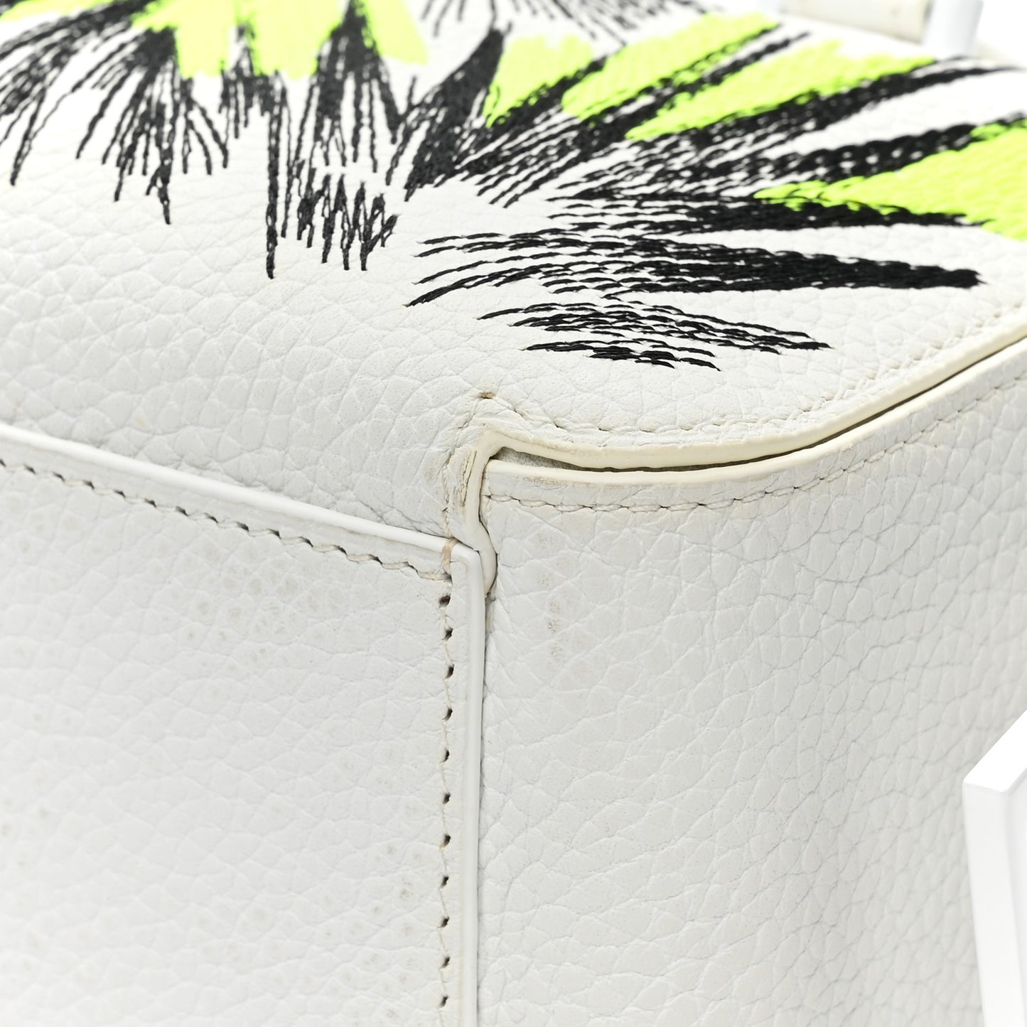 Taurillon Soft Embroidered Mini Cool Box Satchel White Multicolor