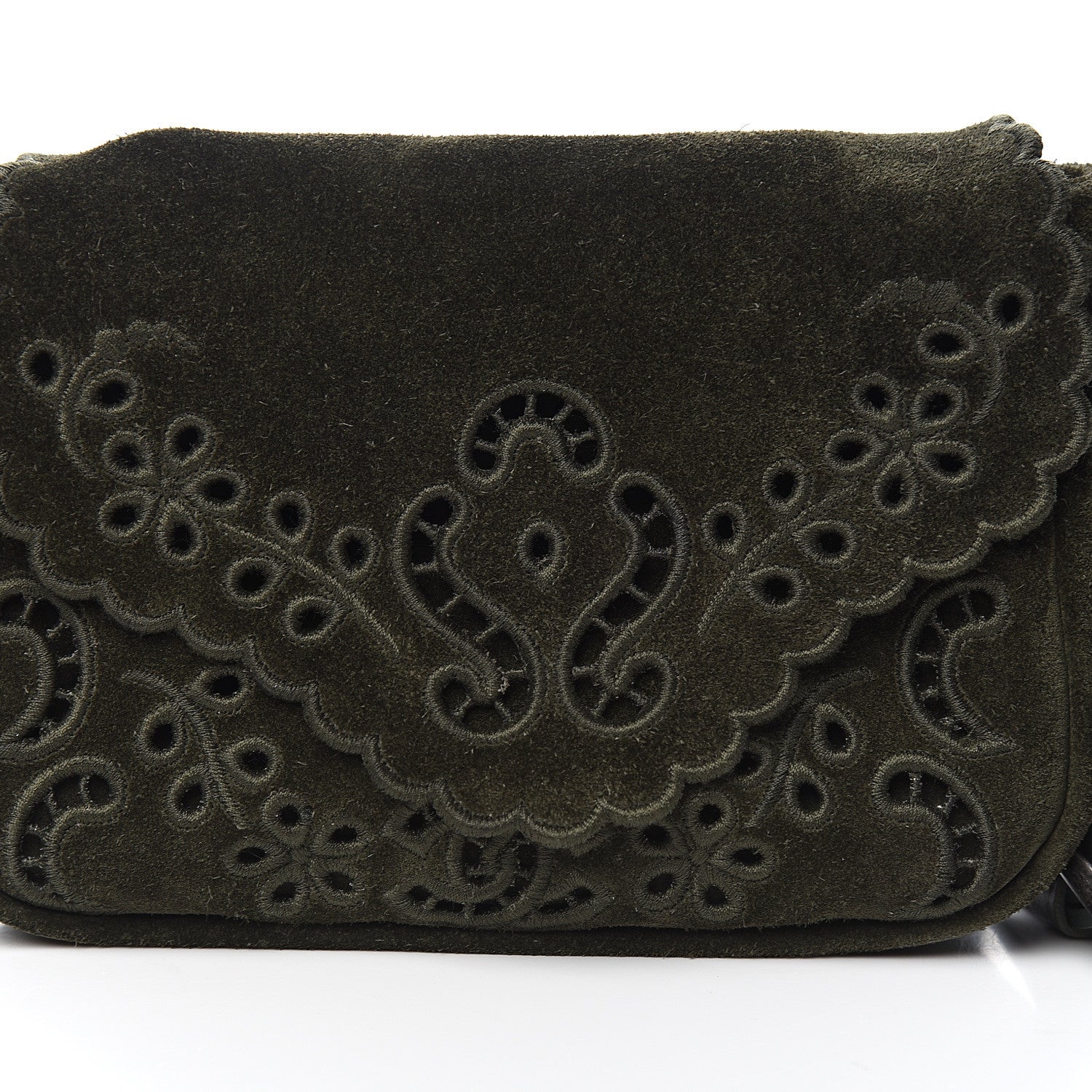 Chanel Suede Embroidered Flap Dark Green 9 of 10