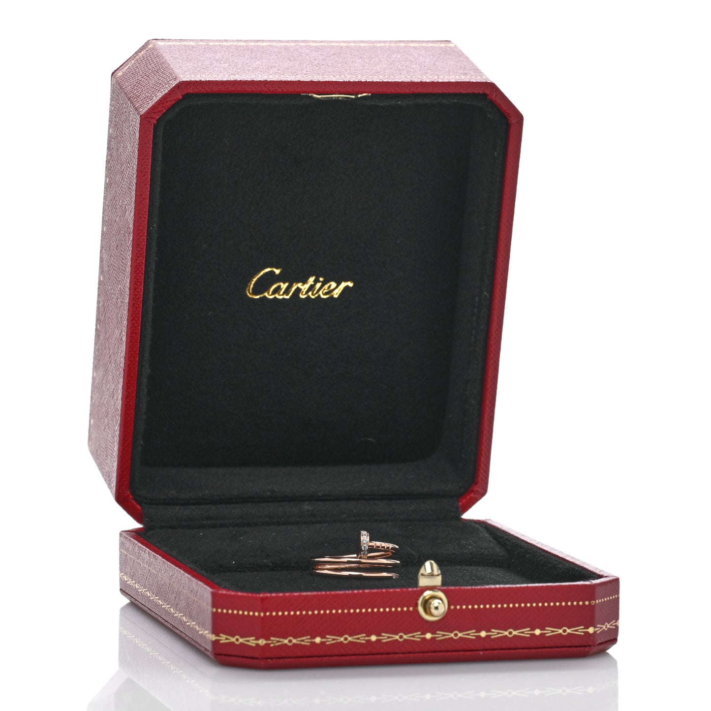 18K Pink Gold Diamond Double Juste Un Clou Ring 52 6