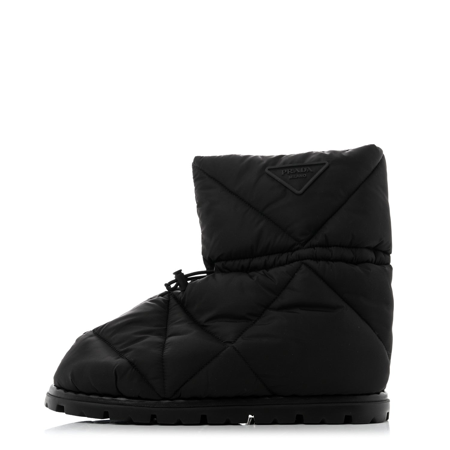 Prada Re-Nylon Piuma Triangle Logo Padded Drawcord Mens Snow Boots 10 Black 1 of 9