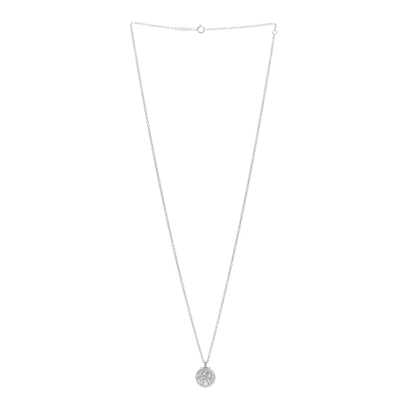 18K White Gold Diamond 12mm HardWear Ball Pendant Necklace