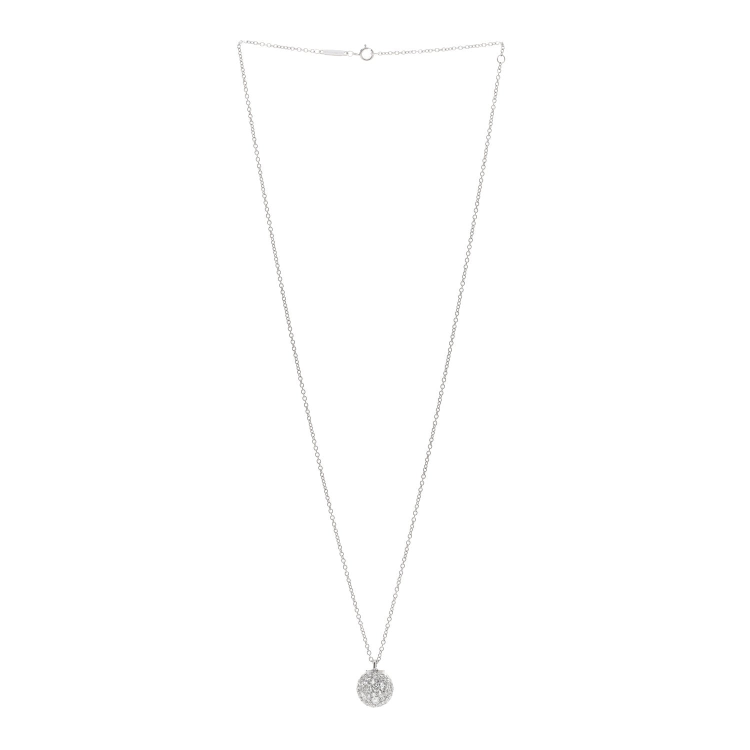 Tiffany 18K White Gold Diamond 12mm HardWear Ball Pendant Necklace 3 of 5
