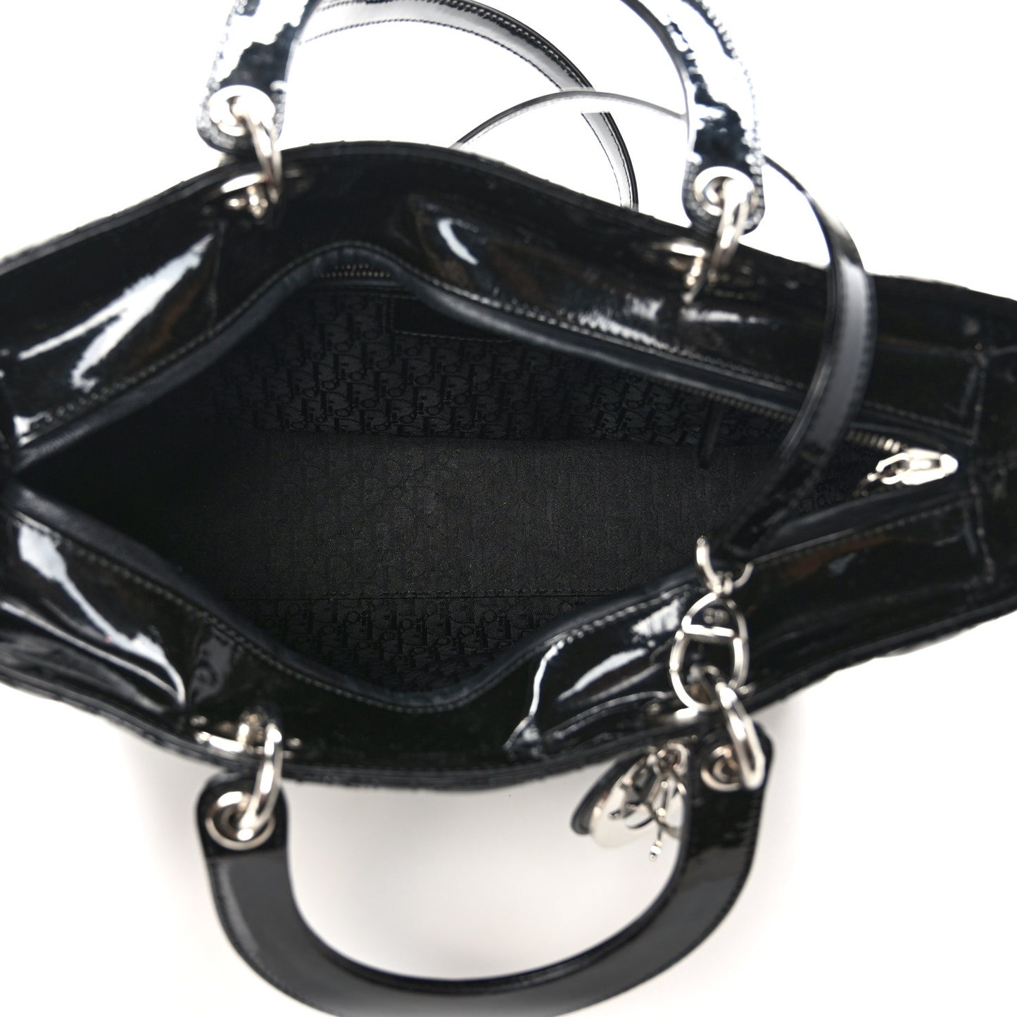 Patent Cannage Large Lady Dior Black