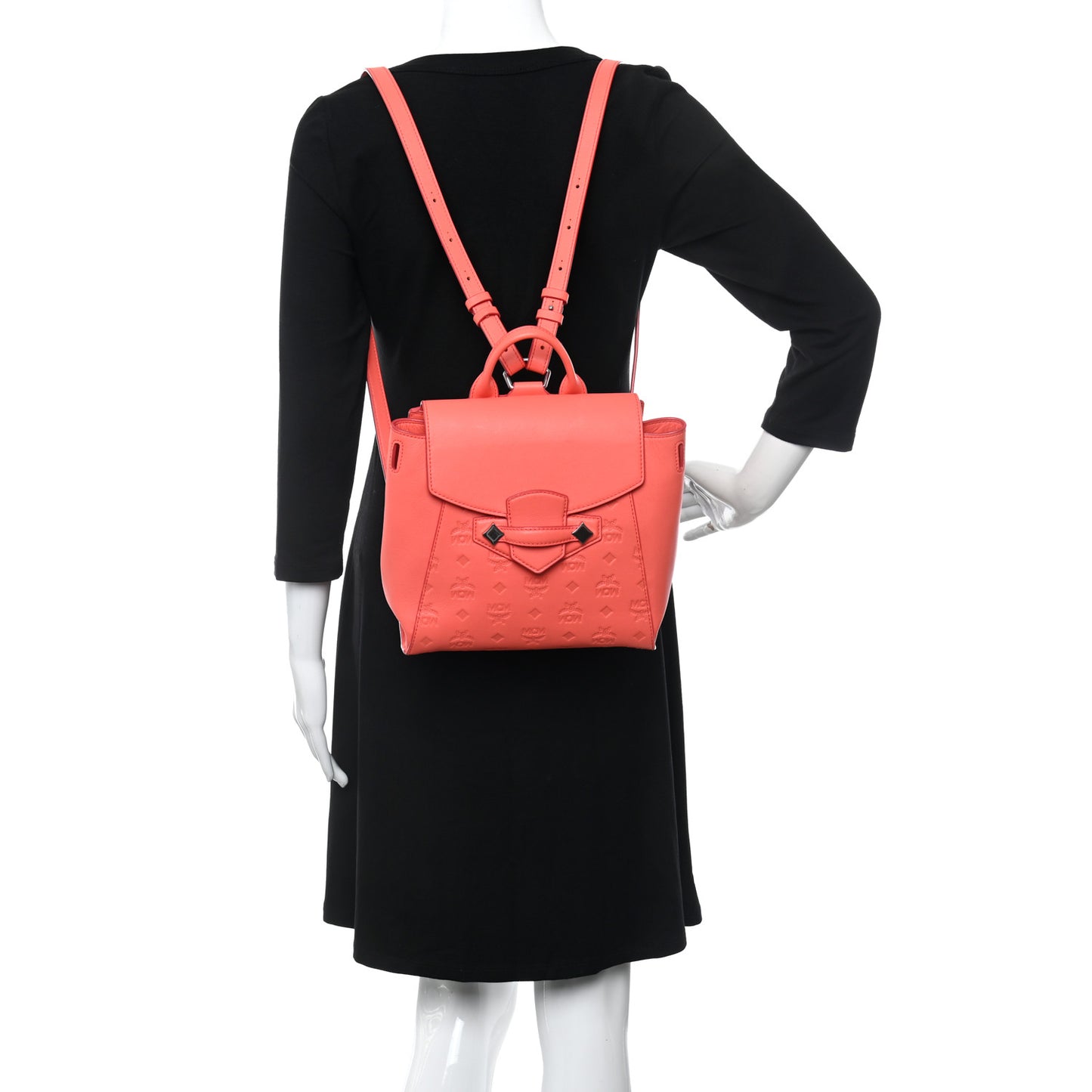 Calfskin Ottomar Monogram Essential Small Backpack Hot Coral