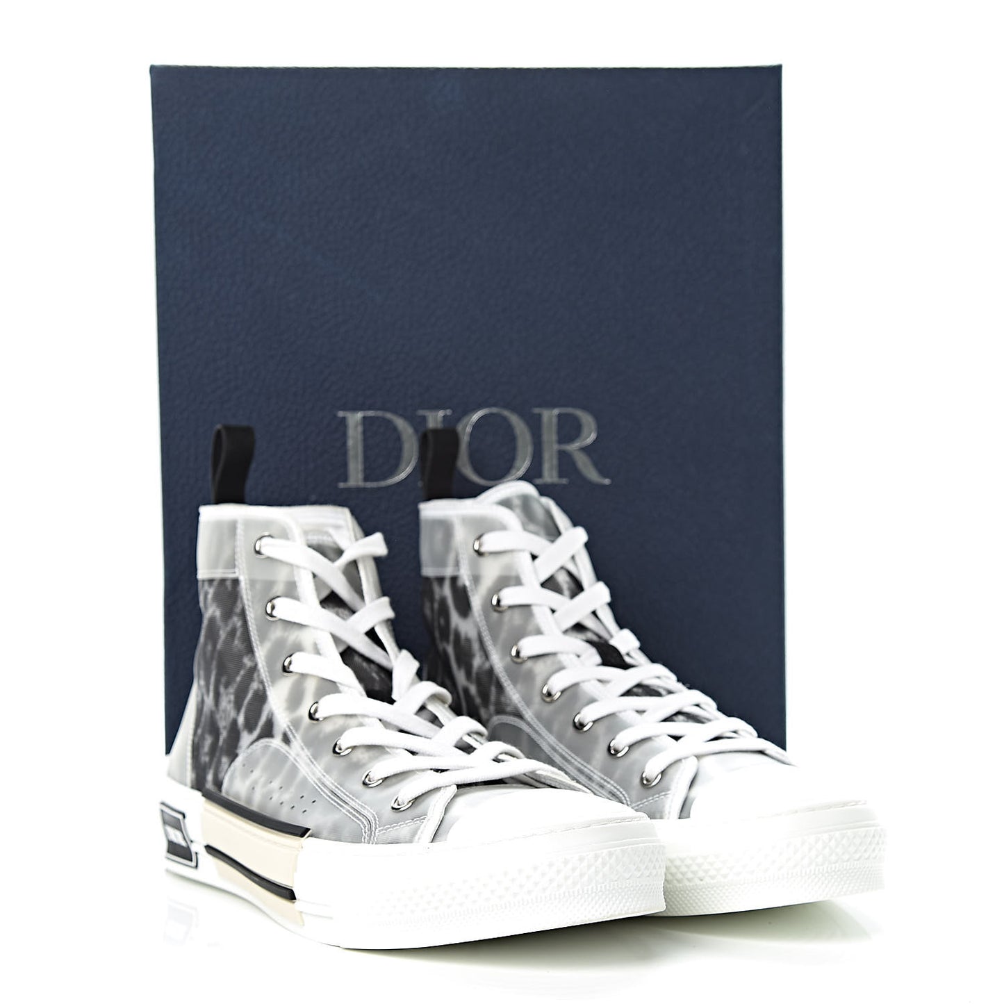 Canvas Leopard Print Mens B23 High Top Sneakers 43 White