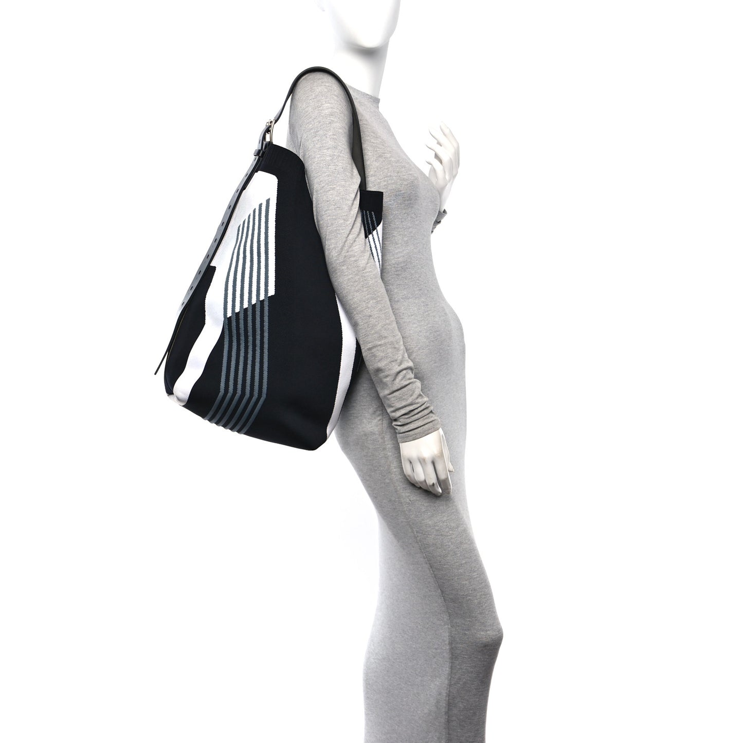 Technical Mesh Hunter Calfskin Etriviere Dynamo Shoulder Bag MM Black