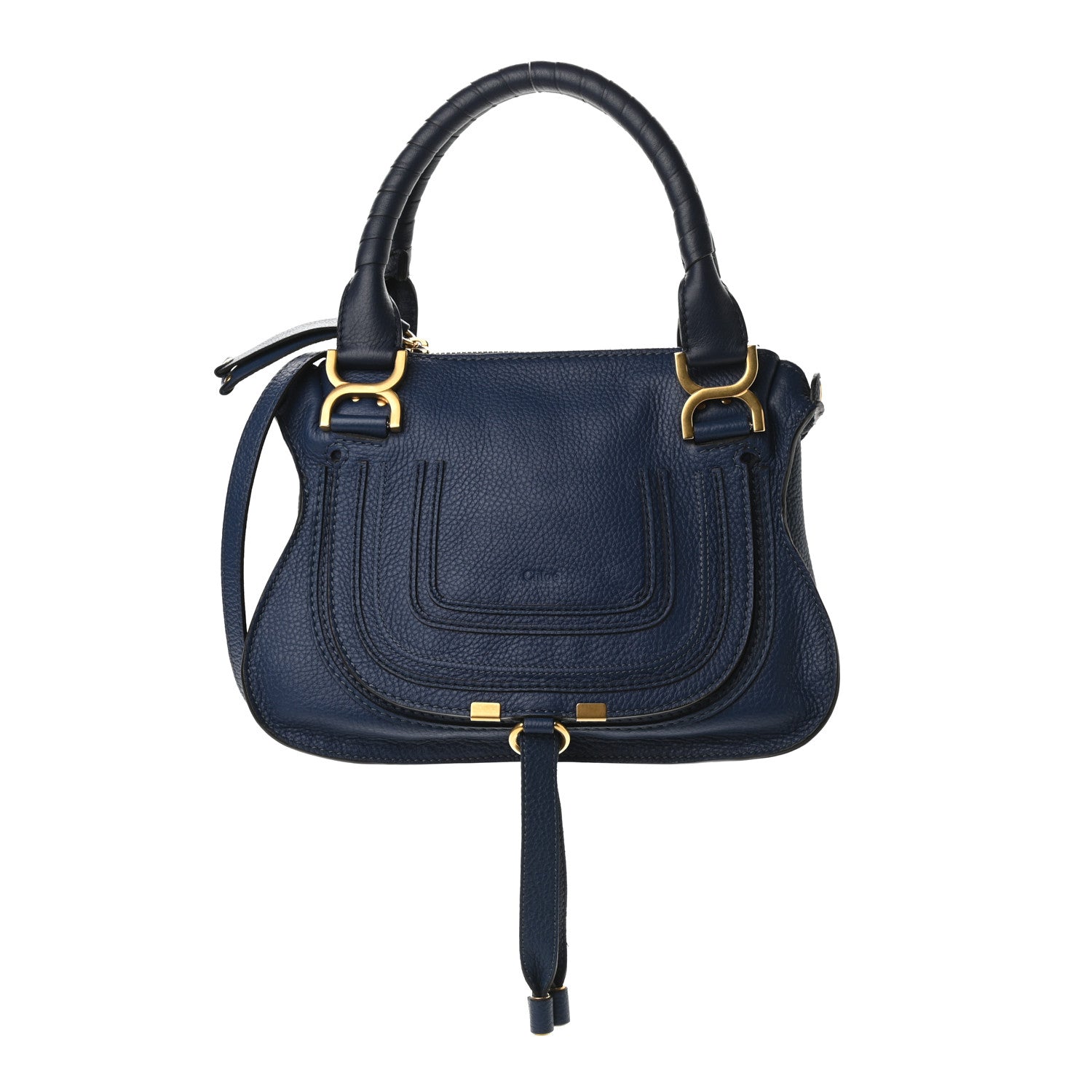 Chloe Calfskin Small Marcie Satchel Deep Ocean 1 of 10