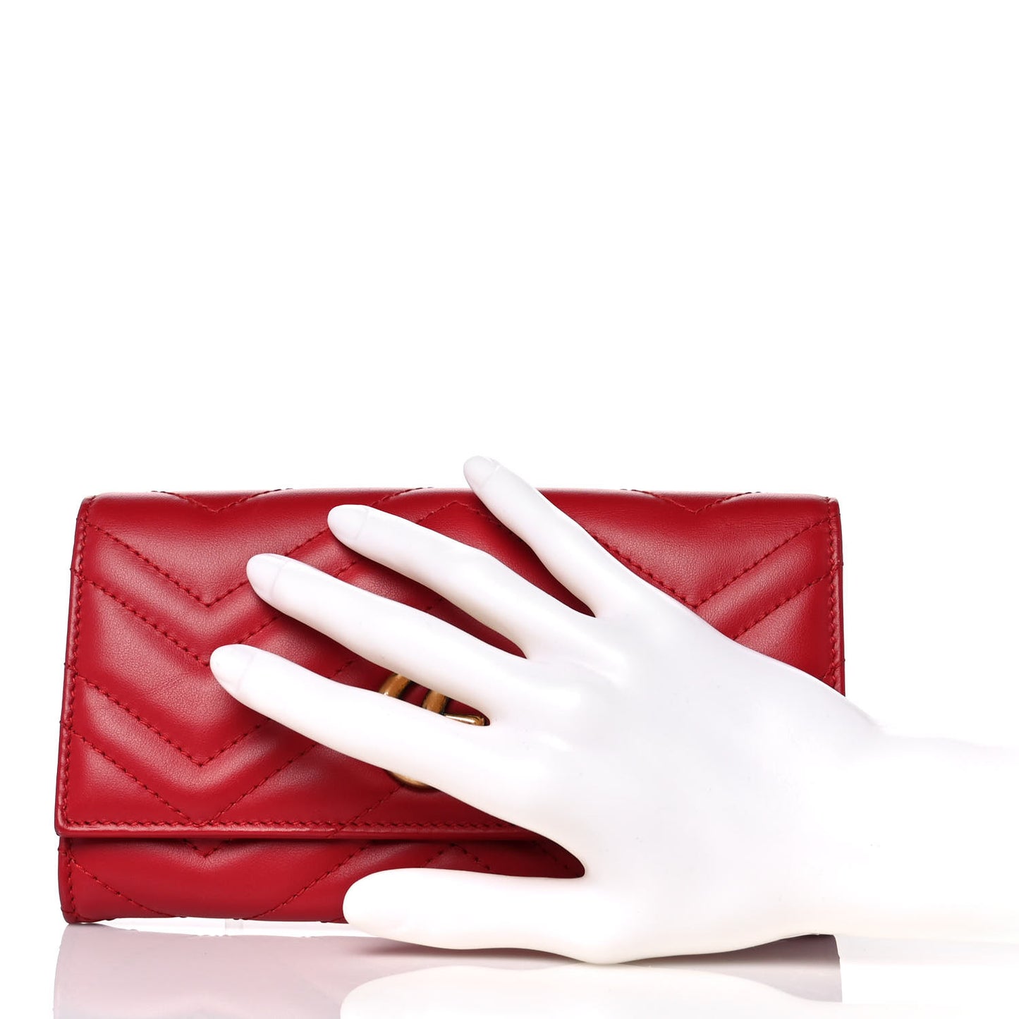 Calfskin Matelasse GG Marmont Continental Wallet Hibiscus Red