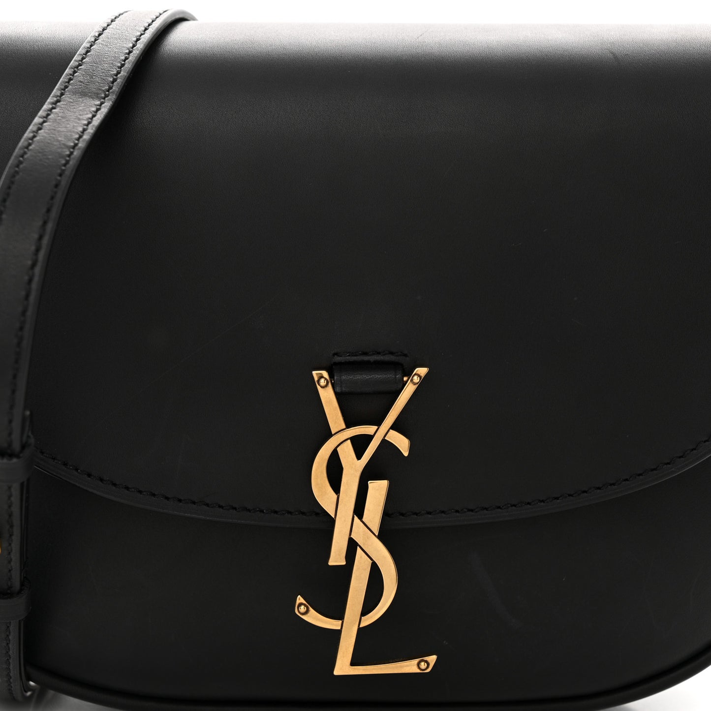 Smooth Calfskin Monogram Medium Kaia Satchel Black
