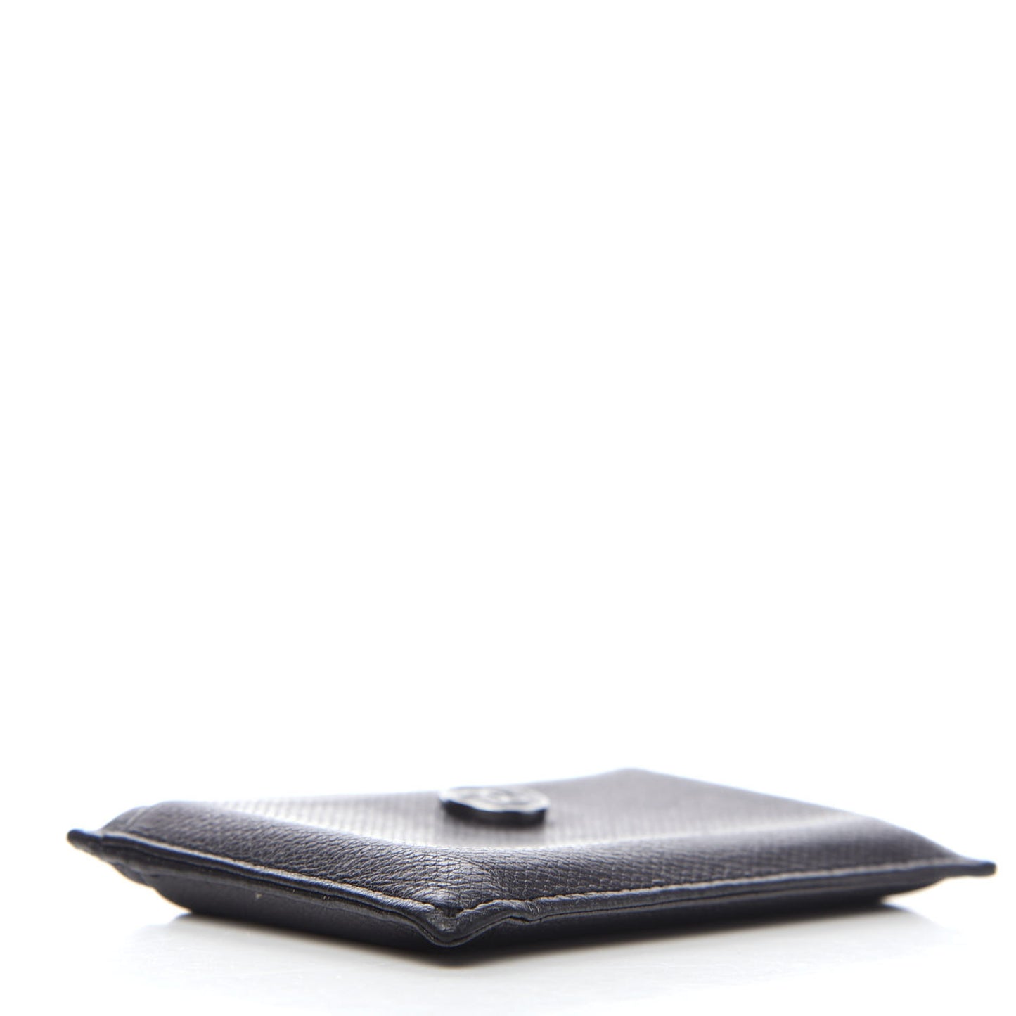 Grained Calfskin CC Button Card Holder Black
