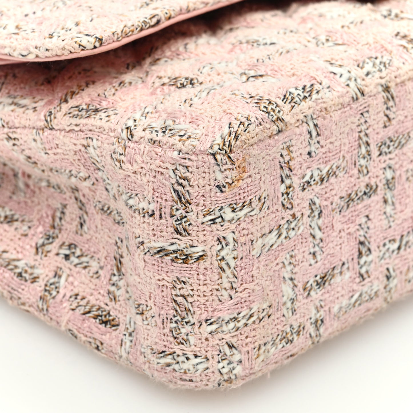 Tweed Quilted Medium Double Flap Light Pink